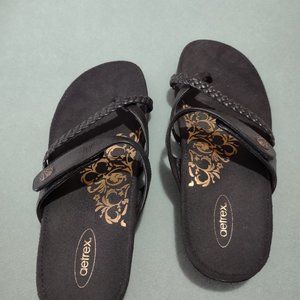 Aetrex sandals, size 8.5 Black leather sandal